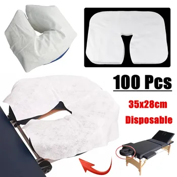 

100Pcs Disposable Non-Woven Headrest Pillow Paper Beauty Spa Salon Bed Table Cover Massage Face Cradle Table Head Rest Covers