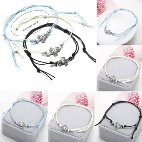 

2019 Newest Boho Vintage Popular Elegant Waxed rope Anklet Foot Sea turtle Ankle Barefoot Bracelet New