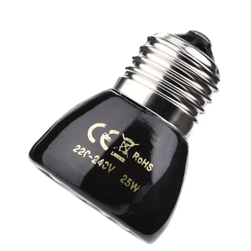 220V Pet Heating Light E27 25W 50W 75W 100W Mini Infrared Ceramic Emitter Heat Bulb Black For Reptile Brooder Verwarming Lamps