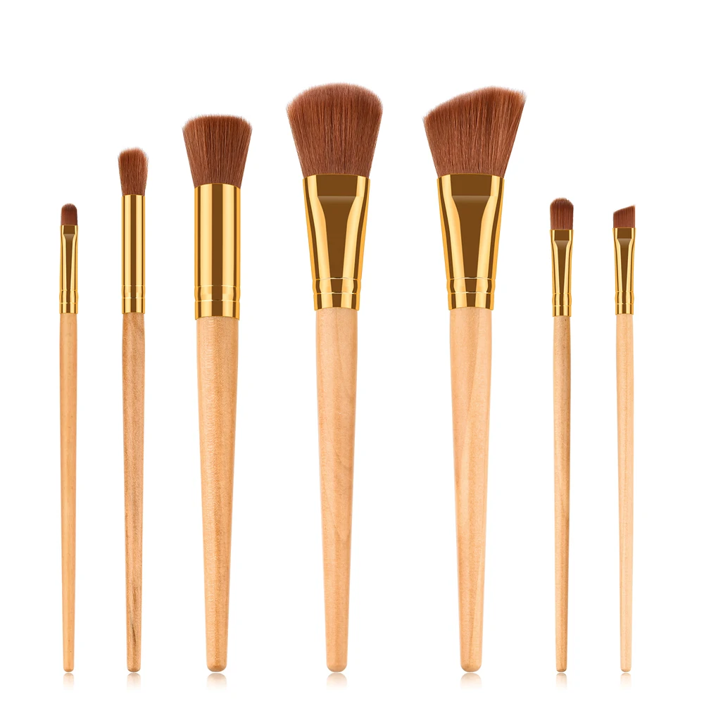 7 PCS Makeup Brushes Wooden handle makeup brush set Brush Foundation Facial Pincel Maquiagem Face make up Tool makeup brush