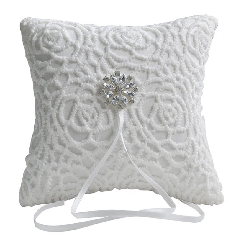 

Retro Wedding Party Favors Rhinestone Satin Design Ring Bearer Pillow Cushion