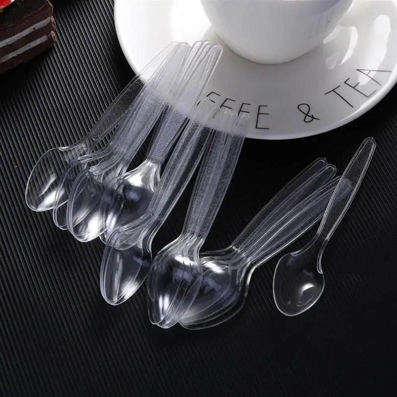 Plastic Caviar Utensil Sets 60pcs Disposable Utensil Sets Utensils Transparent Food Grade PP Cutlery Caviar