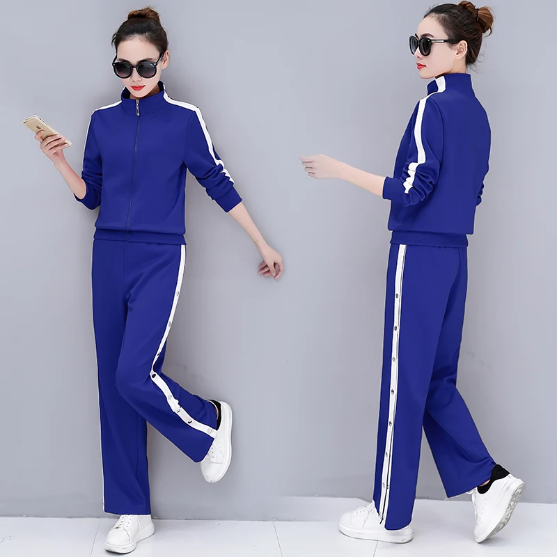 

2019 Spring Red Tracksuit For Women Casual Outfits Two Piece Set Pants Suits Clothing Running Sets Female Plus Size XXXL