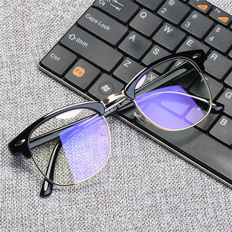 

NYWOOH Transparent Glasses Men Retro Optical Glasses Frame Fashion Spectacle Clear Eyewear Half Frame Eyeglasses
