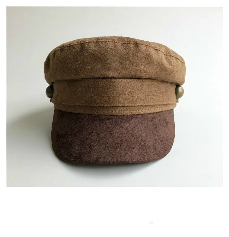 Мужская и женская кожаная шляпа в стиле милитари с плоской подошвой, армейская Кепка на заказ, британский стиль, берет Browm для мужчин и женщин