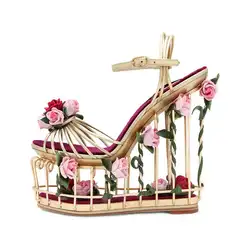 Carole Levy/2019 г. апреля свадебные туфли для невесты, яркие цветы, Декор, полые клинья, высокое качество, умственный дизайн, красивые роскошные