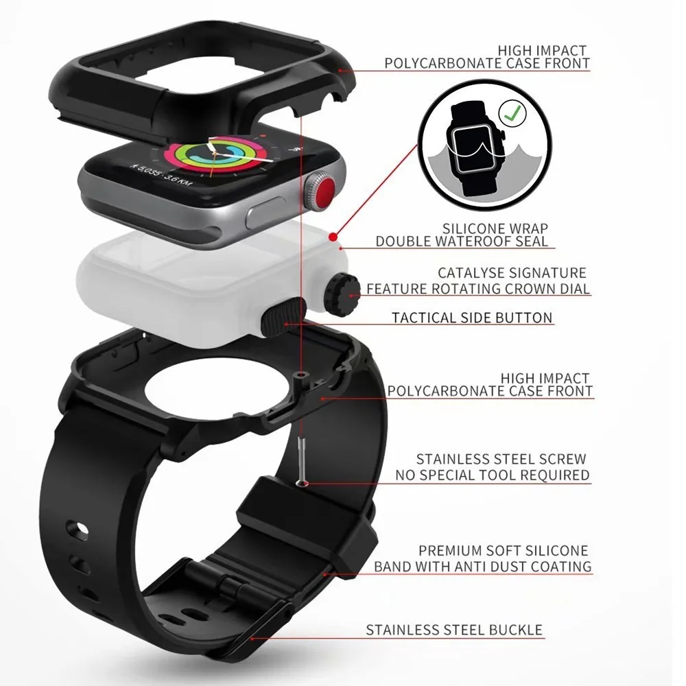 Водонепроницаемый чехол для Apple Watch band 4 iwatch 42 мм силиконовый ремешок 44 40 браслет