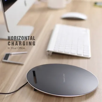 

W7 Fast Wireless Charger Round Shaped Dock Station For Samsung For iPhone Support For QI Charging Pad Mobile Phone Holder