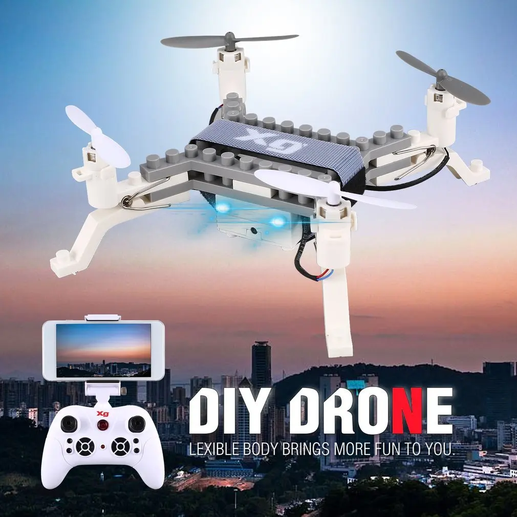 XG171 Smart RC 2.4G RC Building Block 3D Bricks FPV Quadcopter Drone Aircraft with Camera Altitude Hold Headless Mode 3D Flips