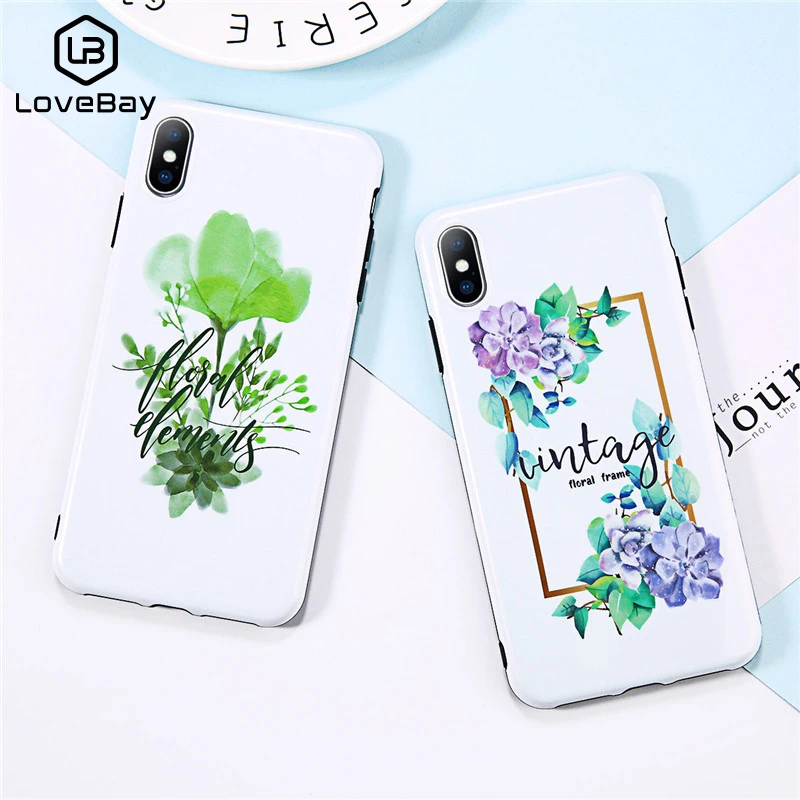 

Lovebay Phone Case For iPhone 6 6S 7 8 Plus X XR XS Max Fashion 3D Relief Maple Leaf Flower Lotus Pattern Soft Protective Covers