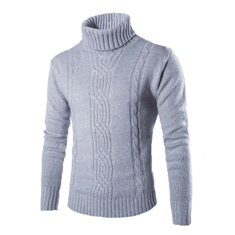 

Autumn Winter Men's Turtleneck Sweater Solid Wool Warm Full Sleeve Fashion Slim Pullover New High Collar Sweaters Hot Sale