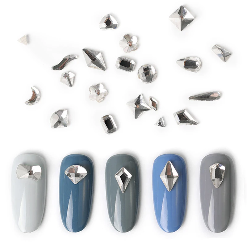Стразы для дизайна ногтей 20 шт/упак. plat en forme de verre allongé cristal clair pierres pour 3D ongles accessoires