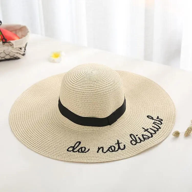 2019 New Letter Embroidery Cap Big Brim Ladies Summer Straw Youth for Women Shade Sun Hats Beach Hat Sale 2019 New Letter Embroidery Cap Big Brim Ladies Summer Straw Youth for Women Shade Sun Hats Beach Hat Sale