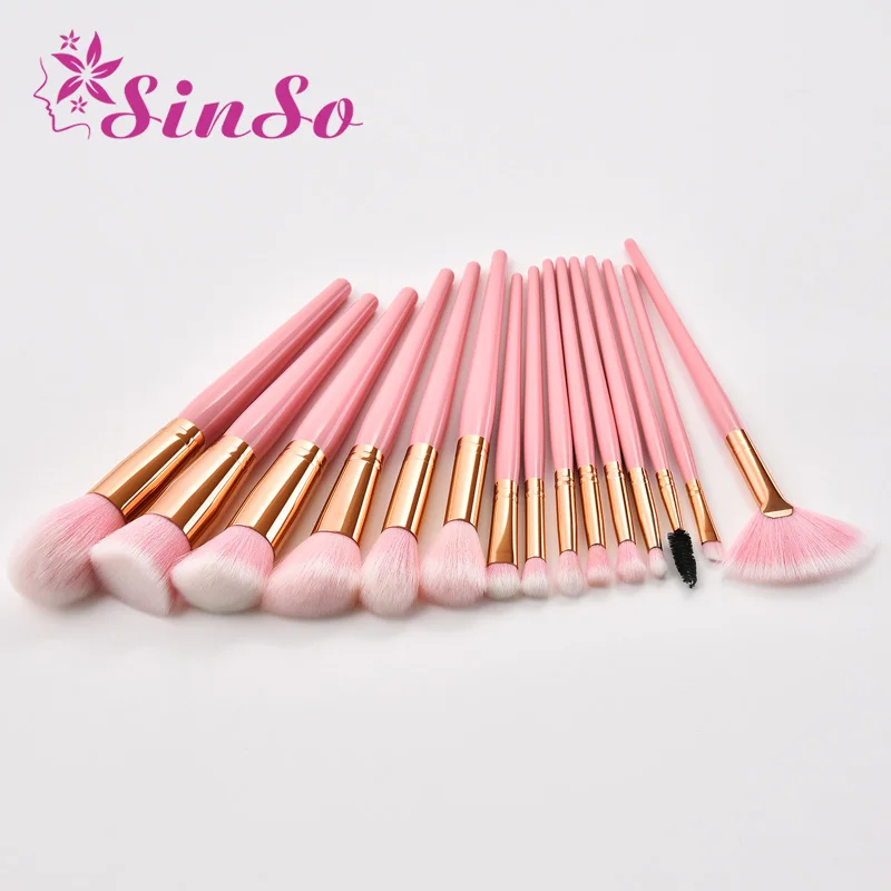 

Sinso 15Pcs Makeup Brushes Set Eyeshadow Foundation Powder Eyeliner Eyelash Lip Blusher Make up Brushes Cosmetic Beauty Tool Kit
