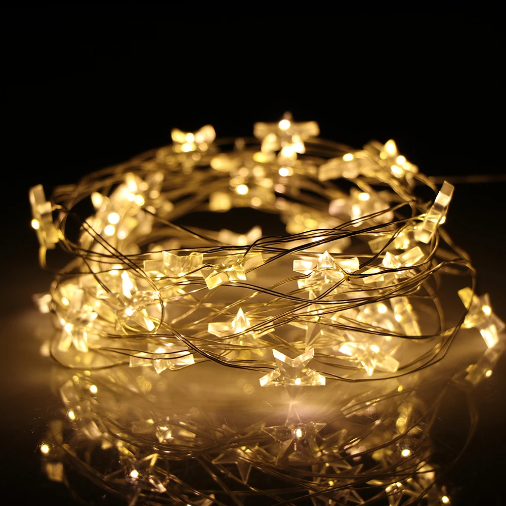 

3M 30LED Star Silver Copper Wire String Lights Battery Operated Fairy Lights For Christmas Holiday Party Wedding Home Decoration