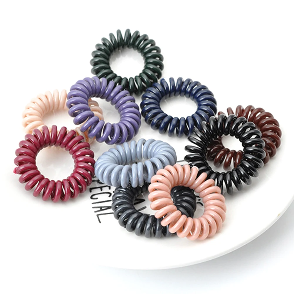 

High Elasticity Telephone Coil Hairbands Women Spiral Hair Ties Girls Hair Rings Rope Solid Color Hair Accessories Gum Scrunchy