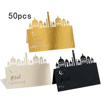 

50Pcs Golden Number Name Card Table Seating Vintage Reception Table Ramadan Party Eid Mubarak Cutting Place Anniversary Cards