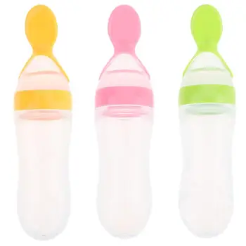 

90 ML Newborn Feeding Bottle With Spoon Silicone Feeding Bottles Food Supplement Rice Cereal Bottle for Baby Baby Care Products