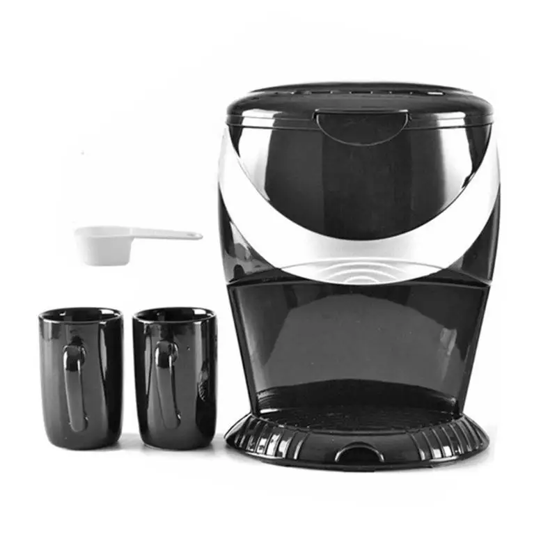 

2019 New Automatic Mini Drip Coffee Maker Home Electric Coffee Machine Kitchen Tool with 2 Coffee Cups and 1 Coffee Spoon