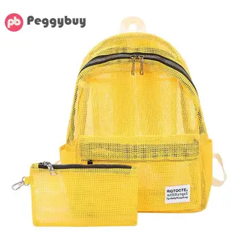 

Women Backpack Summer Transparent Mesh Backpacks Student Travel Backbag Teenager Girls Backpack Female Mochila Bookbag