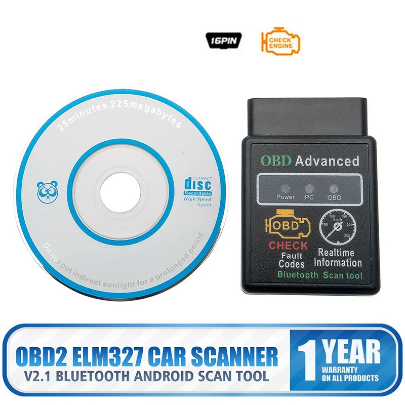 

OBD2 Auto Code Reader Adapter Android Check Engine Bluetooth OBD Torque V2.1