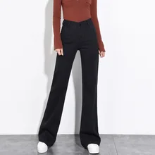 3121 Весна Высокая талия черный бойфренд широкие джинсы для женщин свободные прямые модные джинсы Femme свободная полная длина