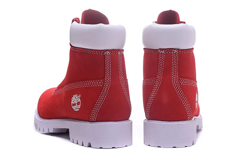 red and white timberland boots