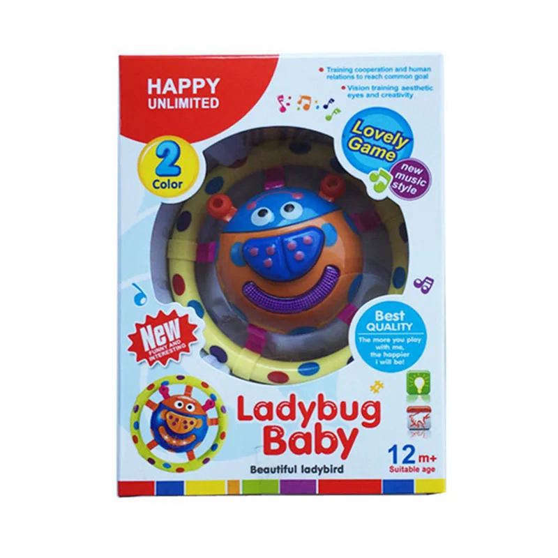 

Baby Intelligence Toys Ladybug Music Rattles Newborn Baby Infant Bell Ball Fun Toys Toddler Boy Girl Grasping Hand Bells Develop