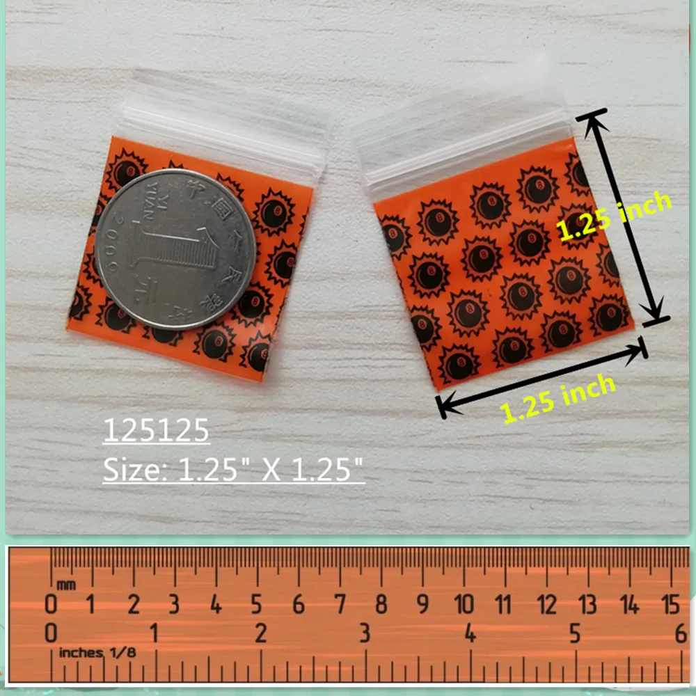 125125 100 шт Ziplock Сумки сумки черные травы лист печати дизайн пластиковый пакет 1,2" X 1,25"