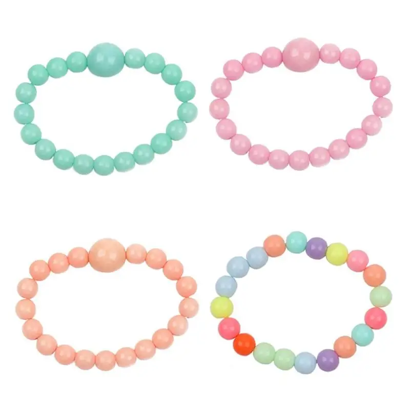 

Kids Candy Color Bracelets Cute Round Beads Children Stretch Adjustable Jewelry Ornaments Gift Candy color matching Children