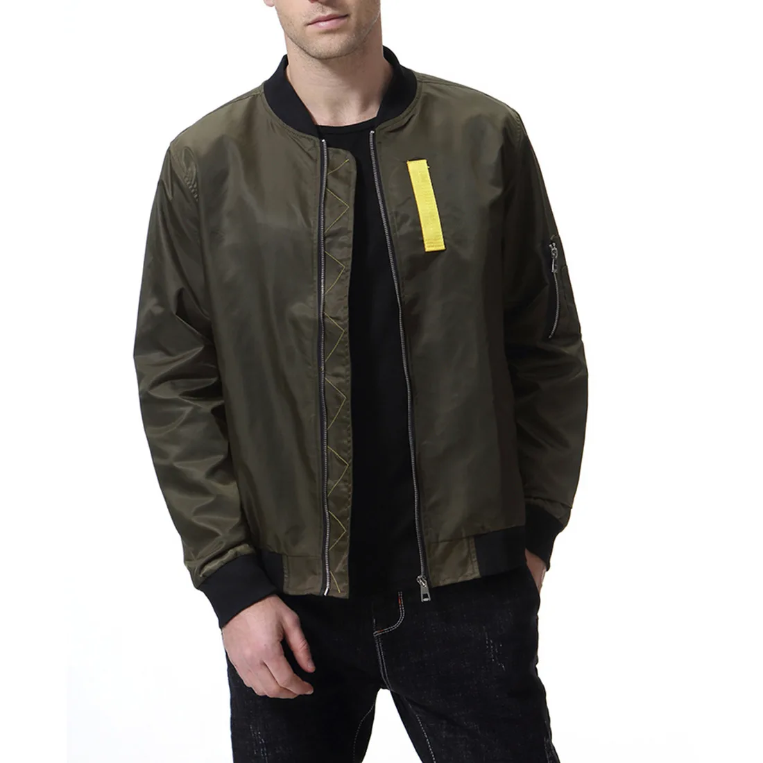 

2019 New Autumn New Large Size Men's Collar Collar Color Ribbon Flying Suit Jacket Jacket Men's Baseball Uniform XY987