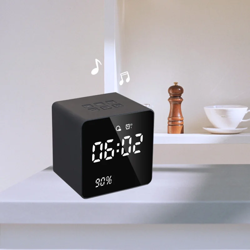 

Portable Mini Wireless Bluetooth Speaker 4.2 Alarm Clock Radio Aux USB FM Music Support TF stereo Music surround Outdoor Speaker