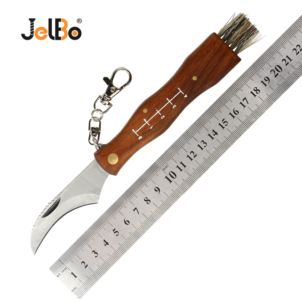 Baratos JelBo Mini bolsillo cuchillo de hongo mango de madera Camping senderismo caza al aire libre cuchillos de supervivencia Multi plegable autodefensa herramientas de mano