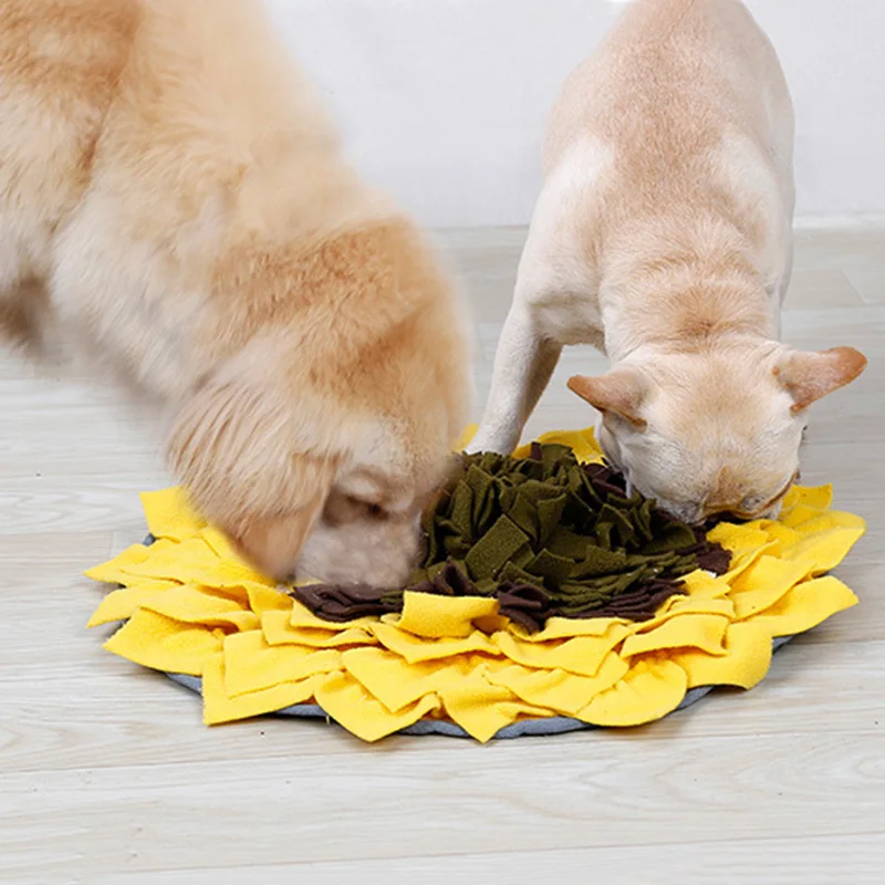 

Pet Dog Toy Sniffing Mat Sunflower Shape Find Food Training Blanket Interactive Playing Toys For Dogs Relieve Stress