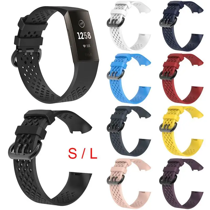 Силиконовый спортивный сменный ремешок для наручных часов Fitbit Charge 3 Charge3 смарт