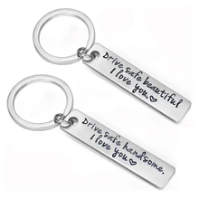 

Vintage key chain 2pcs Stainless Steel Silver Letter Couple Keyring Girlfriend Boyfriend Lover Gift Fashion Christmas Jewelry