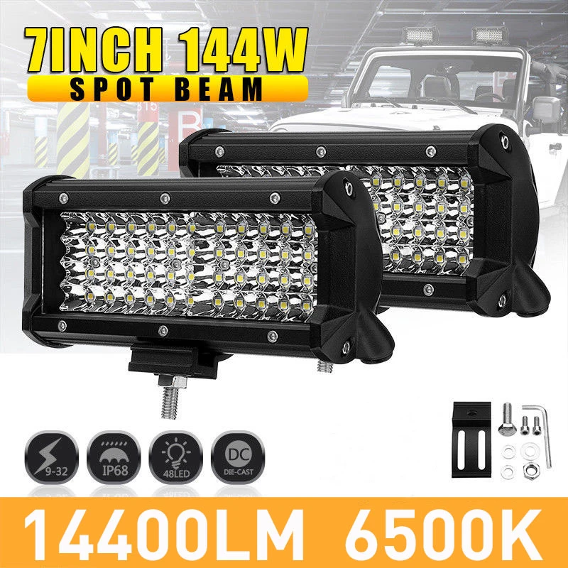 

2PCS 72W LED Work Light Spot Lamp 12V 7 Inch 6000K Super Bright 24 LED Spotlight For Offroad Truck Boat Lighting 14400 LM