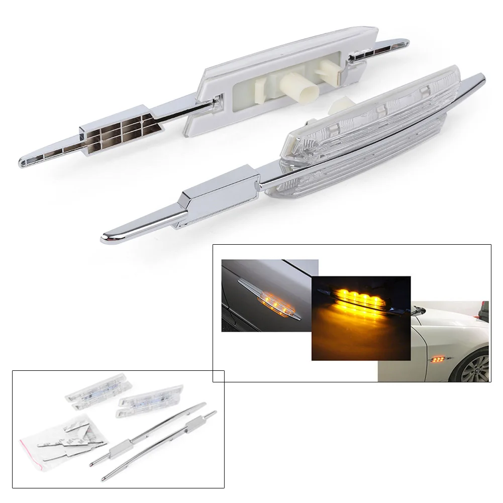 

Pair LED Smoke Side Marker Light Lamp Turn Signals For BMW M E90 E91 E92 E93 E81 E88 E60 1 3 5 Series