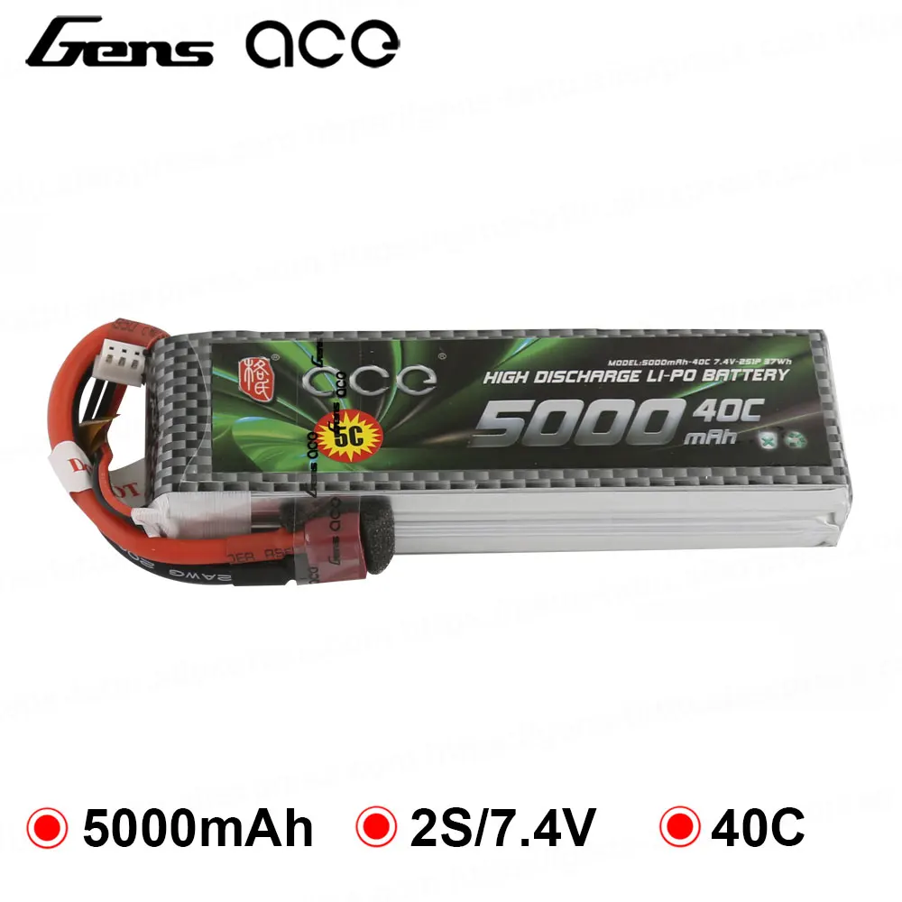 Gens ace 5000 мАч 2 S 7 4 В 40C-80C Lipo батарея для 1:10 размеры модели фиксированные крылья Quadaptor