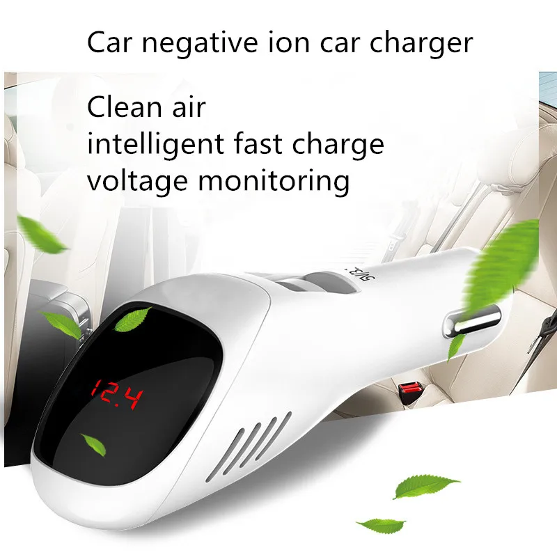 

12V Car Quick Charger Vehicle Air Purifier Auto Car Fresh Air Anion Ionic Purifier Oxygen Bar Ozone Ionizer Cleaner Portable USB
