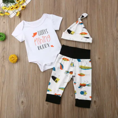 Bodysuit Baby Clothes Set Newborn Infant Baby Girl Boy Outfits Clothes Romper Short Sleeve Bodysuit+Pants Leggings+Hat 20A07