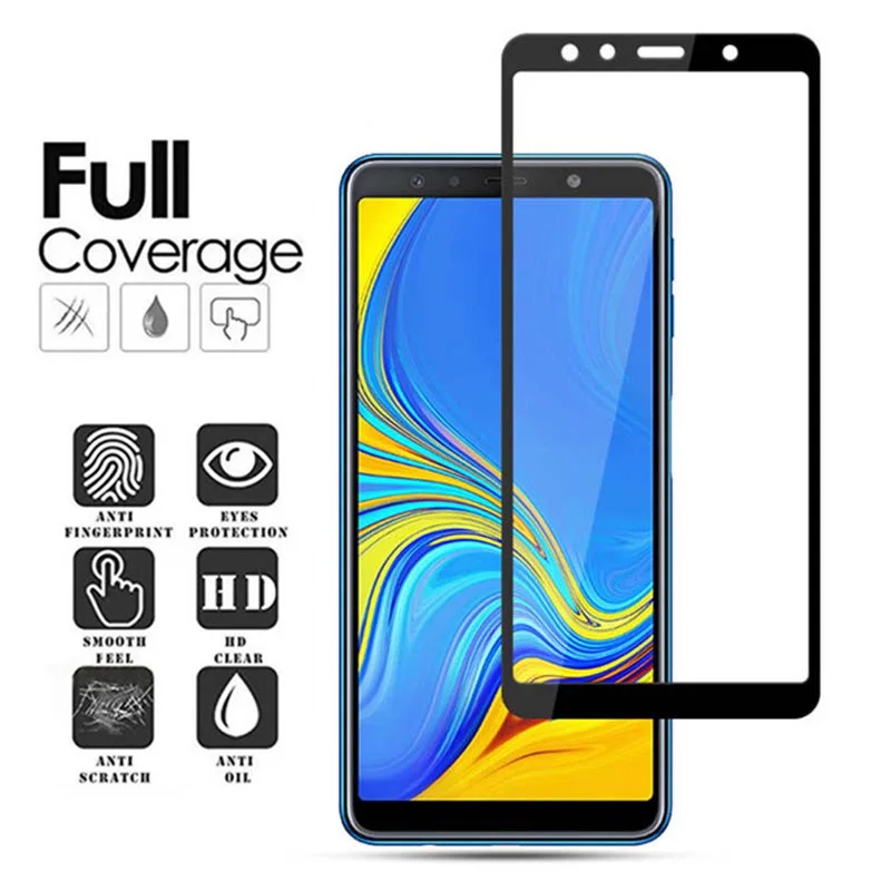 

A7 2018 Full Cover Protective glass on for Samsung galaxy A9 A7 2018 A750 tempered glass A730F A 7 9 Screen Protector Film Glas