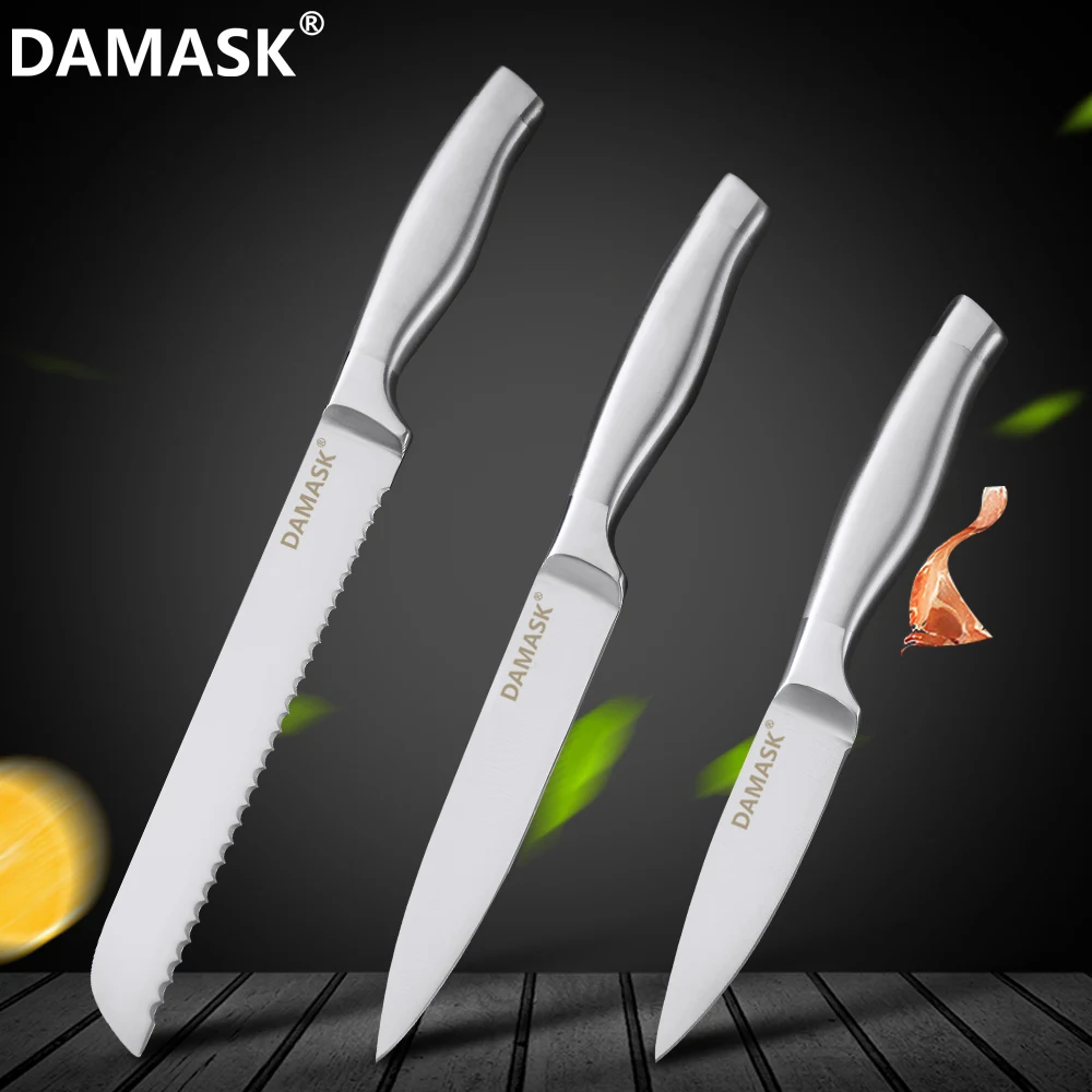 

Damask Kitchen Knives Set Stainless Steel Kitchen Cutlery Knives Ergonomic Handle Paring Utility Bread Chef Slicing Cook Knives
