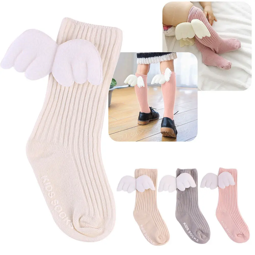 Одежда для малышей с крыльями ангела, теплые хлопковые носки для малышей 0-4 лет