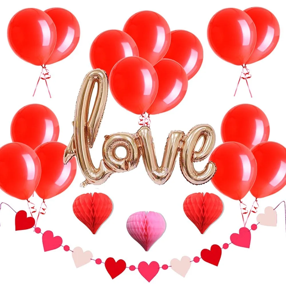 

Wedding Decorations Valentines Day Decor Heart Shape Hanging Decor Latex Balloons Love Foil Balloons Marriage Events Party Decor