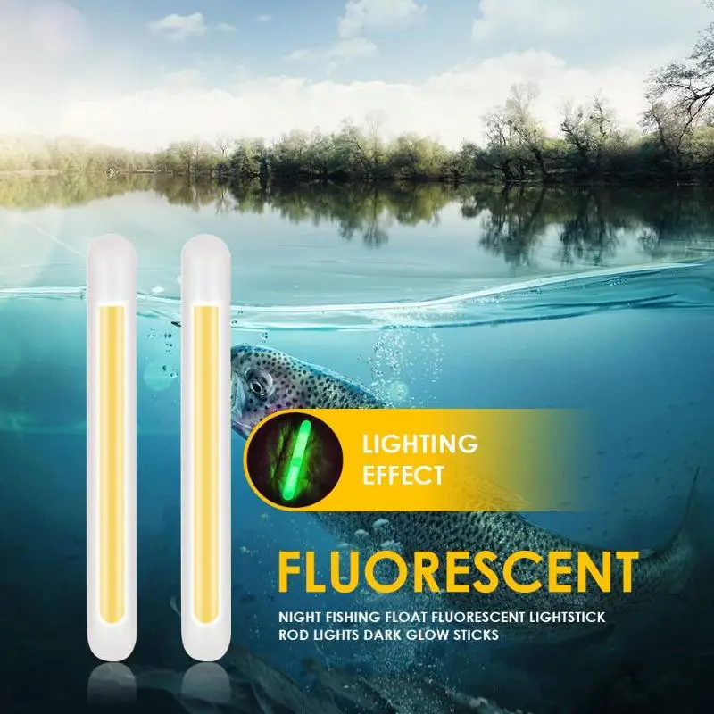 

2 Pcs Night Fishing Float Fluorescent Lightstick Rod Lights Dark Glow Stick for Fishing Party