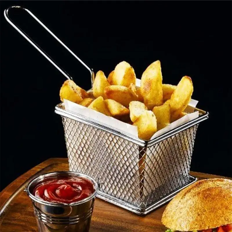 Stainless Steel Mini Frying Basket Strainer Food Colander for Potatoes Chips French Fries Chicken Wings