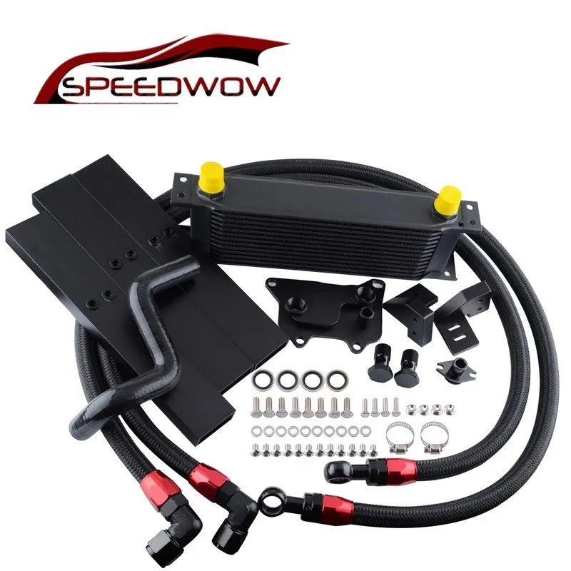 Масляный кулер SPEEDWOW 13 рядов AN10 + набор масляных линий подходит для двигателя VW Golf