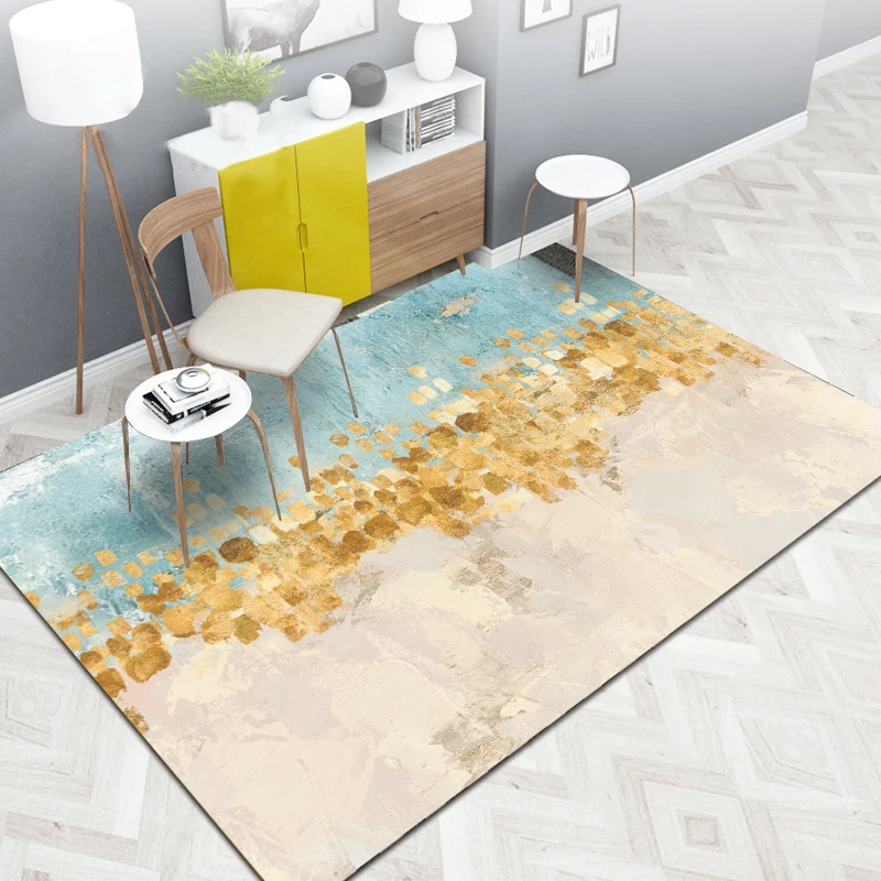 

Fashion Modern Abstract Oil Painting Print Light Blue Doormat/Kitchen Mat Living Room Bedroom Parlor Area Rug Decorative Carpet