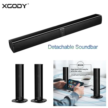 

XGODY Detachable Wireless Bluetooth Soundbar Speaker 20W Column 2000mAh USB TF Portable Speakers Sound Bar Home Theater TV BS-36